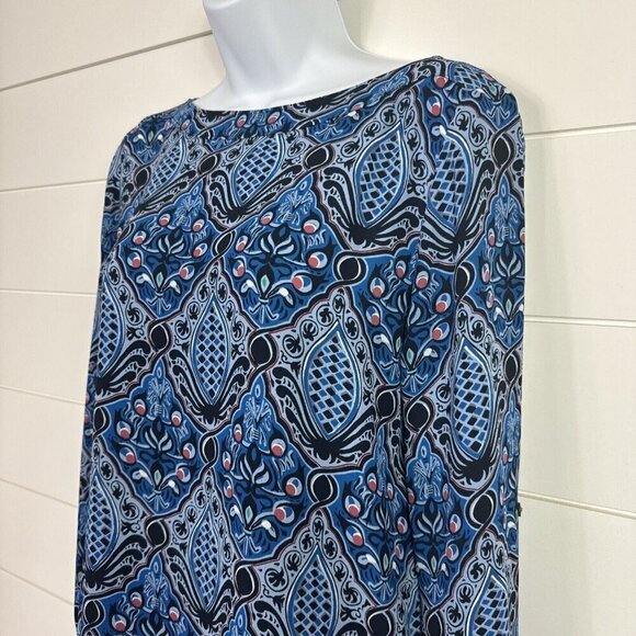 LOFT Pattern Long Sleeve Blouse Shirt Blue sz XS - Picture 3 of 6